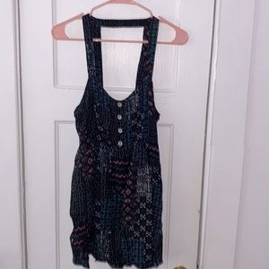 Forever 21 Petit Multicolored Skater Dress w/ Button Detail (M)